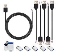 CESFONJER Cavo di alimentazione USB a 2 core, USB 2.0 maschio cavo nudo 1 m/3 piedi e adattatori 5 kit, cavo di alimentazione a estremità aperta fai da te 24 AWG solo per la ricarica del dispositivo