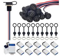 CESFONJER Cavo di montaggio a pannello tipo C, connettore chassis femmina USB C con copertura impermeabile ed estensione codino a 4 core, adattatori OTG, per trasferimento dati e ricarica (10 set)