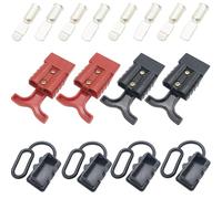 CESFONJER Connettore Batteria, 50A 600 V Connettore per Batteria Connessione Rapida, con cappucci antipolvere, per cavo 6-10 AWG (4 set)