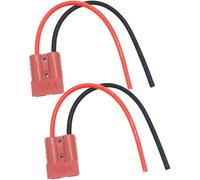 CESFONJER Connettore Batteria 50A (Rosso), onnettore rapido Batteria, Spina di connessione/disconnessione Rapida, con Cavo in Silicone per Batteria da 25 cm 10 AWG (2 Set)
