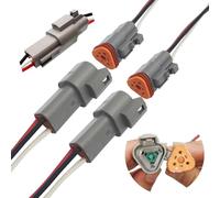CESFONJER Connettore DT 3 Pin (2 set), Spina Sigillato Grigio Maschio e Femmina Auto Impermeabile Filo Elettrico Connettore Spina, con cavo 16AWG, per moto, scooter, auto, barche