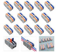 CESFONJER Connettore Elettrico, 14 Pezzi SPL-2M Mini Morsetti Elettrici Rapidi, Connettori a Filo Compatto, Connettori Elettrici con Leva multicolore di funzionamento (Combinabili Liberamente)