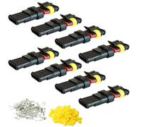 CESFONJER Connettore per cavi auto, terminale elettrico impermeabile, spina per auto, moto, scooter, camion, kit con presa a 4 pin × 8