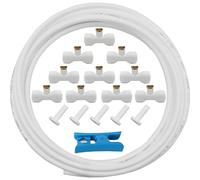 CESFONJER Impianto Irrigazione Giardino, Nebulizzatore Giardino, Kit Nebulizzatori da esterno, Tubo da 5 m +10 uugelli nebulizzatori +10 sede dell'ugello + 5 tappo terminale (Bianco)