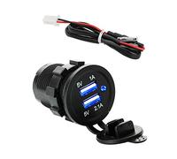 CESFONJER Moto Impermeabile Dual USB Caricatore, Presa USB Impermeabile, 5V 2.1A Caricatore ad Alta Velocità LED Indicazione con Voltaggio per Moto, Auto, Camper, Camion, Barche e Molto Altro Ancora.