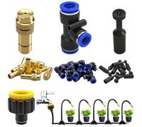 CESFONJER Set di Ugelli Nebulizzatori in Ottone, Kit per Sistema di Irrigazione, Kit di Irrigazione a Goccia Automatica con Adattatore a sgancio rapido da 12 mm per giardino, cortile, prato, serra