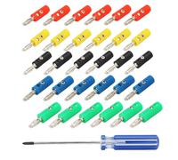 CESFONJER Spine a banana 4mm, connettori a banana per altoparlanti, per ricevitori AV, amplificatori, suono surround, piastre a banana (6 rossi, 6 verdi, 6 blu, 6 gialli, 6 neri + cacciavite)