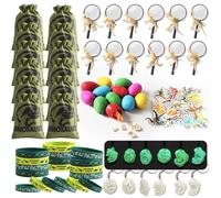 CESHMD 123 pezzi dinosauri festa con lente di ingrandimento, mini dinosauro scheletro a forma di uovo di dinosauro, dinosauro Give Aways, regalo di compleanno per bambini, giocattolo dinosauro