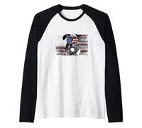 Cesky Terrier Cane 4 luglio Retro USA Bandiera Americana Maglia con Maniche Raglan