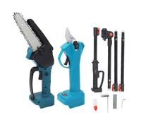 Cesoie Elettriche Potatura a Batteria con Asta di Prolunga e Mini Motosega, Lama Acciaio SK5 per Giardinaggio Domestico Professionale BL1820 BL1830 BL1840