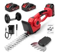 Cesoie per erba e arbusti a batteria 2 in 1, 21 V, 550 W, 2 batterie da 1,5 Ah, coltello in acciaio al manganese 200/120 mm, con caricatore UE, ruota guida e copertura protettiva, per bordi del prato