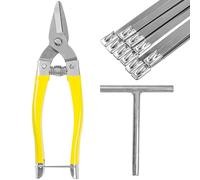 Cesoie per fascette e chiave a T, per serraggio e taglio di fascette in acciaio inox, con 10 fascette in acciaio inox in formato 4,6 x 200 mm