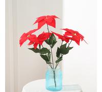 Cespugli di stelle di Natale artificiali, fiori di stella di Natale artificiali, 5 teste di stella di Natale rossa in seta per decorazioni n
