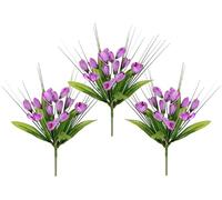 Cespuglio di croco con erba, 25 cm, set da 3 pezzi, a forma di croco artificiale, piccola pianta, decorazione primaverile, fiore primaverile, decorazione floreale, decorazione pasquale, nido di