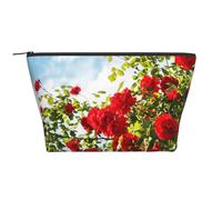 Cespuglio di rose rosse stampato, Borsa da toilette Borsa per trucco Borsa per cosmetici Borsa da toilette da viaggio portatile