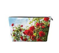 Cespuglio di rose rosse stampato, Borsa da toilette Borsa per trucco Borsa per cosmetici Borsa da toilette da viaggio portatile