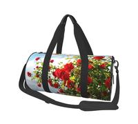 Cespuglio di rose rosse stampato, Borsone da viaggio di grande capacità Borsa rotonda Borsa da viaggio sportiva Borsa da viaggio Borsa da fitness