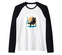 C'Est La Vibe - Cool Paris Coffee Cat Maglia con Maniche Raglan