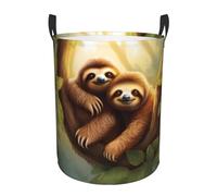 Cesta Biancheria 40X50Cm, Tree Holding Sloths Stoccaggio Paniere Stabile,Pieghevole Cestello Portaoggetti Per Abiti Sporchi Camera Bedroom