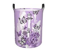 Cesta Biancheria Beautiful Purple Butterfly Art Print Stabile Lavaggio Borsa Robusto Cestello Portaoggetti Per Giocattoli Vestiti Abiti Sporchi 40X50Cm