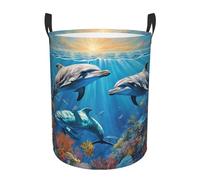 Cesta Biancheria Cute Dolphin Print Stabile Lavaggio Borsa Pieghevole Cestello Portaoggetti Per Vestiti Abiti Sporchi Giocattoli 40X50Cm
