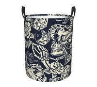 Cesta Biancheria Old School Tattoo Rose Skull Snake Dice Decorativa Cesto Biancheria Sporca Pieghevole Ceste Per La Biancherias Per Bucato Bagno Bedroom 34X42Cm
