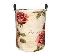 Cesta Biancheria Sporca 40X50Cm, Roses Vintage Love Letters Cesto Porta Biancheria Stabile,Portatile Sacchi Da Biancherias Per Vestiti Giocattoli Bagno