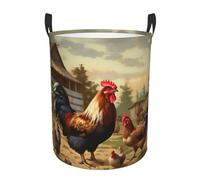 Cesta Biancheria Sporca Farm Print Chicken And Rooster Print Impermeabile Lavaggio Borsa Portatile Cestello Portaoggetti Per Dorms Giocattoli Bagno 40X50Cm