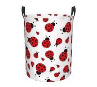 Cesta Biancheria Sporca Ladybug Red Black Dots White Decorativa Ceste Portabiancheria Portatile Cesto Biancherias Per Abiti Sporchi Bedroom Bucato 34X42Cm
