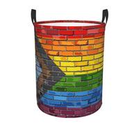 Cesta Biancheria Sporca Rainbow Progress Pride Flag Lgbt Wall Robusto Ceste Portabiancheria Antipolvere Cesto Biancherias Per Abiti Sporchi Camera Bucato 34X42Cm
