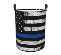 Cesta Biancheria Sporca Thin Blue Line Flag Police Stabile Cesto Della Biancheria Portatile Ceste Per La Biancherias Per Bedroom Dorms Bucato 34X42Cm