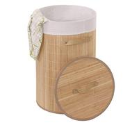 Cesta borsa portabiancheria bagno elegante HWC-C21 legno bambù 50l - naturale