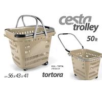 ell Cesta Cestino Trolley Spesa Tortora 50 lt 56 * 43 * 41 cm con rotelle 739736