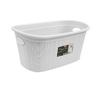 Cesta Cesto portabiancheria modello Elegance effetto vimini 35Lt (Bianco)