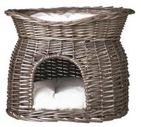 Trixie Cat cave in vimini con letto sulla parte superiore e cuscini, 54 x 43 x 37 cm, grigio