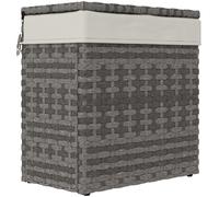 Cesta Contenitore Da Giardino E Casa In Rattan Con Tessuto Interno, 57x34x62cm, Grigio