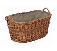 Cesta contenitore portalegna in vimini con rivestimento interno in juta 68x50x30