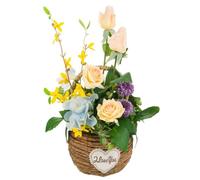 Cesta De Cuerda Con Ramo De Flores