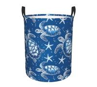 Cesta Del Bucato 40X50Cm, Blue Sea Turtles And Starfish Pattern Ceste Portabiancheria Multiuso,Portatile Ceste Per La Biancherias Per Bucato Bedroom Camera