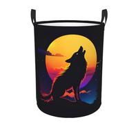 Cesta Del Bucato 40X50Cm, Moon Colorful Wolf Stoccaggio Paniere Multiuso,Robusto Ceste Per La Biancherias Per Camera Bagno Bedroom