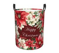 Cesta Del Bucato 40X50Cm, Poinsettia Christmas Portabiancheria Robusto,Rotondo Ceste Per La Biancherias Per Bedroom Bagno Giocattoli