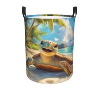 Cesta Del Bucato 40X50Cm, Smiling Sea Turtle Cesto Porta Biancheria Pieghevole,Robusto Ceste Per La Biancherias Per Bagno Giocattoli Abiti Sporchi
