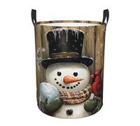 Cesta Del Bucato 40X50Cm, Snowman Cardinal Wood Cesto Biancheria Sporca Con Manico,Antipolvere Ceste Per La Biancherias Per Vestiti Giocattoli Bagno