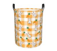 Cesta Del Bucato 40X50Cm, Yellow Checkered Rabbit Carrot Pattern Ceste Portabiancheria Stabile,Multiuso Ceste Per La Biancherias Per Vestiti Bedroom Camera