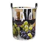 Cesta Del Bucato Art Red Wine Galsses & Grs Print Stabile Cesto Biancheria Sporca Rotondo Ceste Per La Biancherias Per Abiti Sporchi Giocattoli Camera 40X50Cm