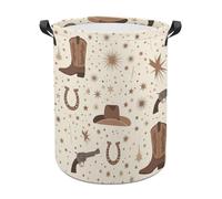 Cesta del Bucato Boho Cowboy Boots Western Ceste Portabiancheria 34x42cm | Rotondo Cesta Bucato Decorativa Cesto Biancherias per Bagno Camera