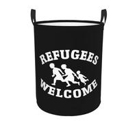 Cesta Del Bucato Refugees Welcome Usa Decorativa Cesto Biancheria Sporca Portatile Ceste Per La Biancherias Per Bucato Bedroom Abiti Sporchi 34X42Cm