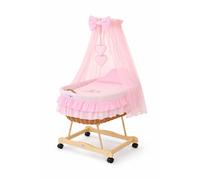 Cesta di Mosè con baldacchino - Orsacchiotto con fiocco rosa