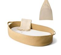 Cesta fasciatoio, topper per fasciatoio e imbottitura in schiuma spessa con coprimaterasso rimovibile in cotone, 100% cotone, decorazione per la cameretta dei bambini, colore caramello, marrone