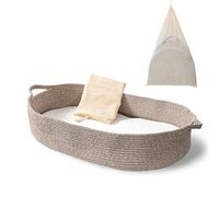 Cesta fasciatoio, topper per fasciatoio e imbottitura in schiuma spessa con coprimaterasso rimovibile in cotone, 100% cotone, decorazione per la cameretta dei bambini, color caffè, con borsa
